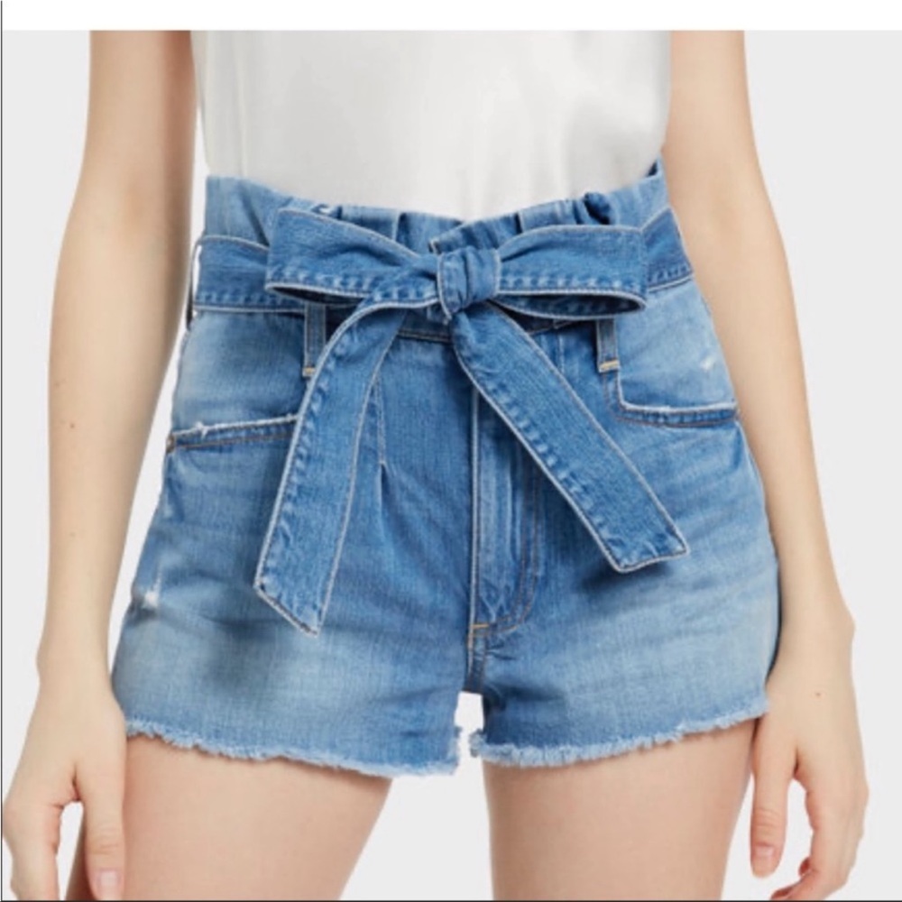 Alice + Olivia Light Blue High Waist Denim Tie Belt Shorts